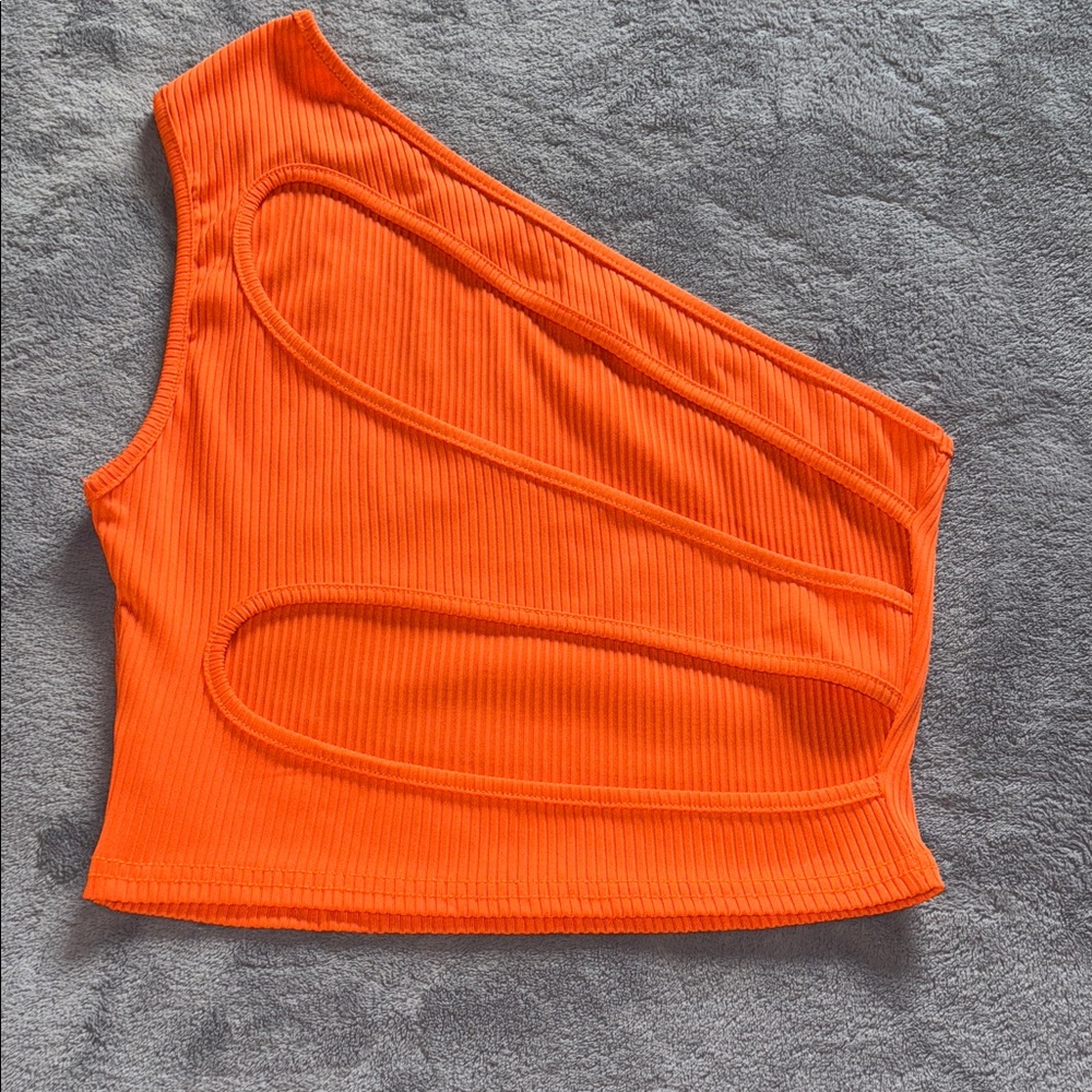 5/$25 SALE One-Shoulder Ribbed Top M - Picture 2 of 2